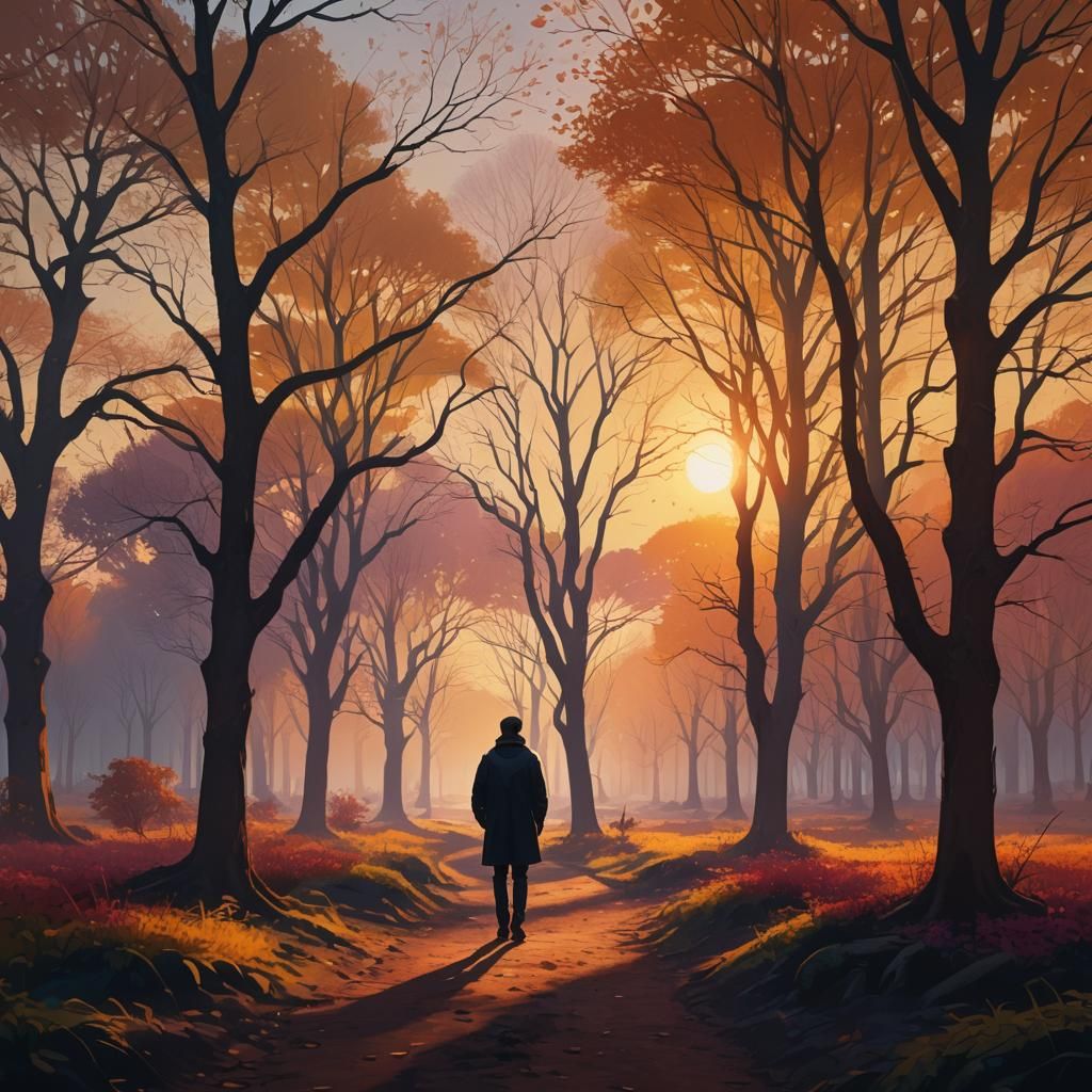 Figure Steps into Warm Light: Digital Concept Art