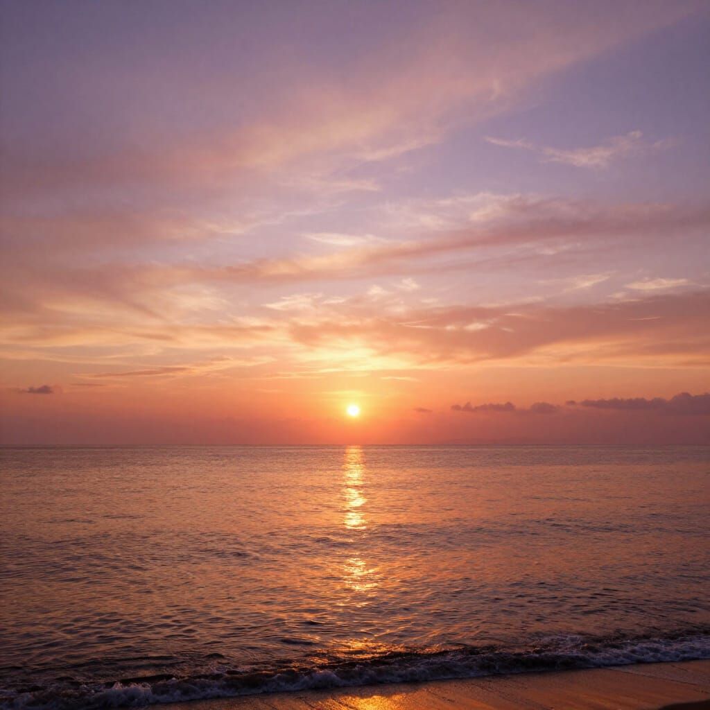 Golden Sunset Over Calm Ocean Waves