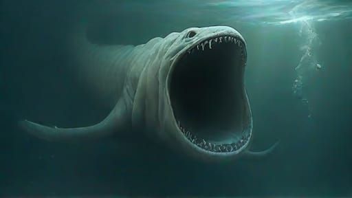 Creepy gargantuan bloop Sea monster horror art creation