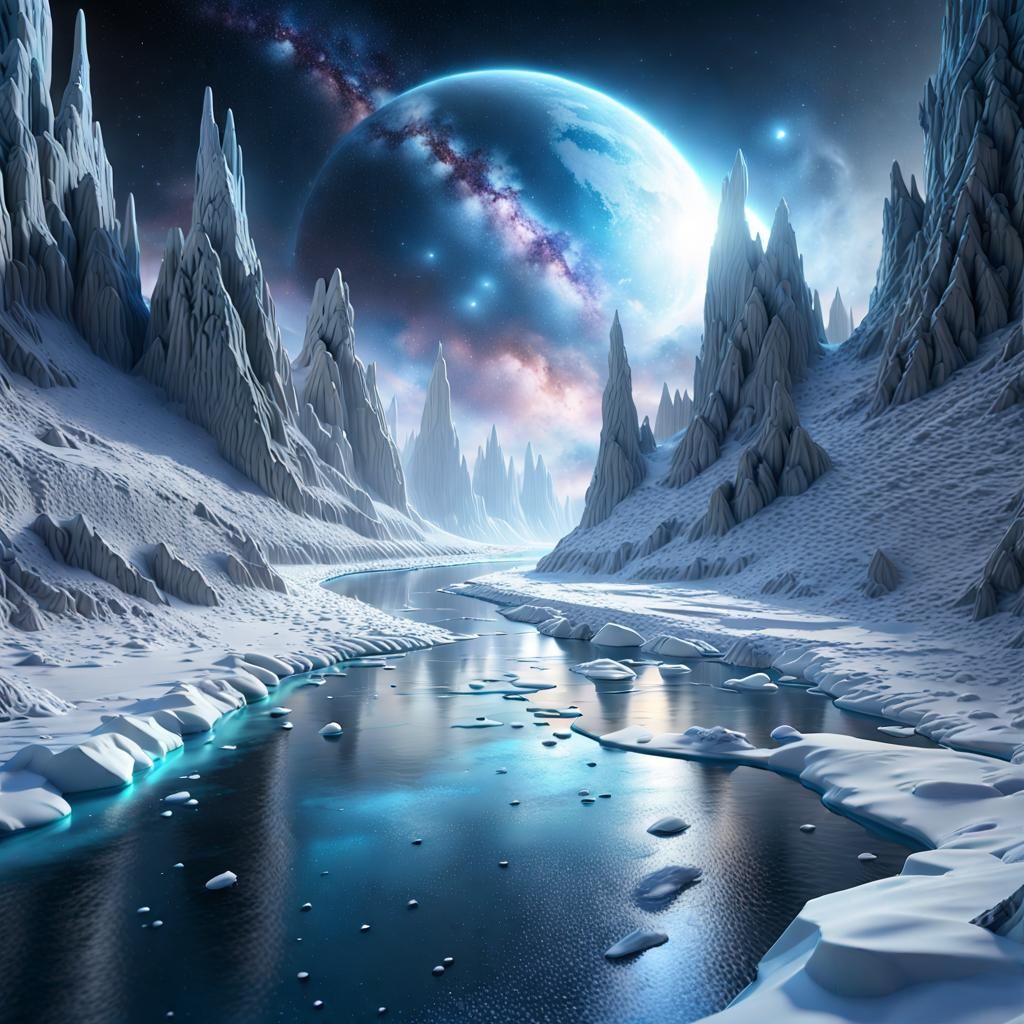 Icey Galaxy River - AI Generated Artwork - NightCafe Creator