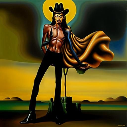 (Hello Skinny:1.3)  (surrealism Salvador Dali:1.2) matte bac...