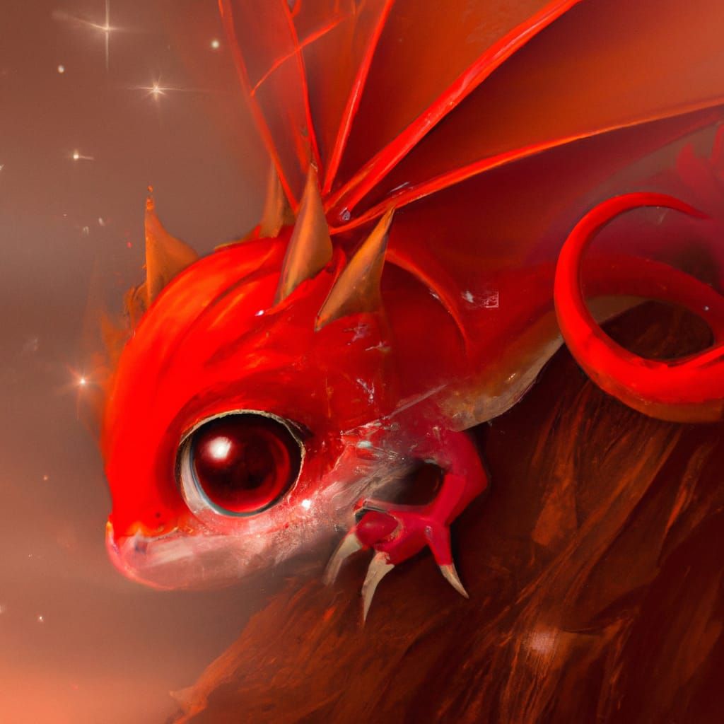 Ember, the little Red Dragon  by @Retropius