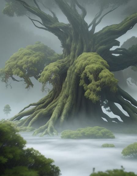 Giant trees spawning golems to attack the angels trying to c...