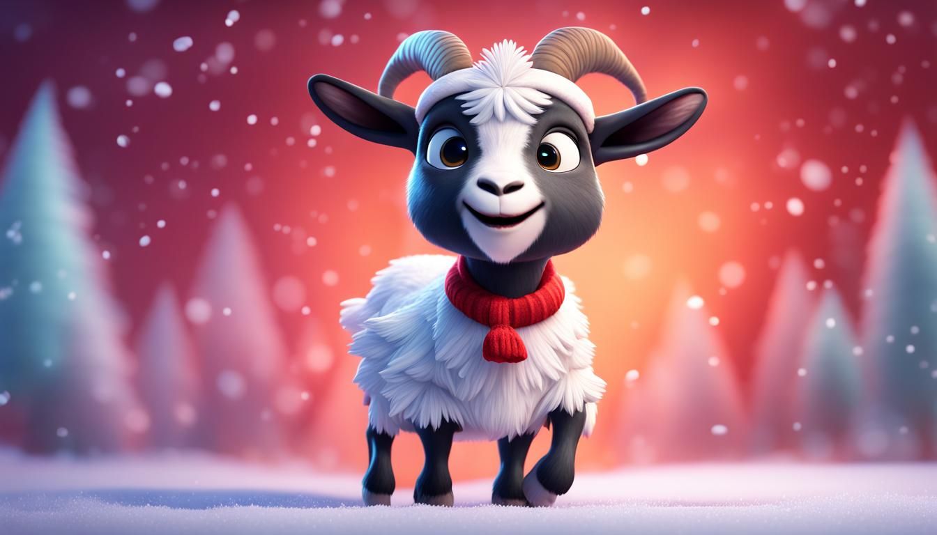 Funny Pygmy Goat in Christmas Clothing Gen1