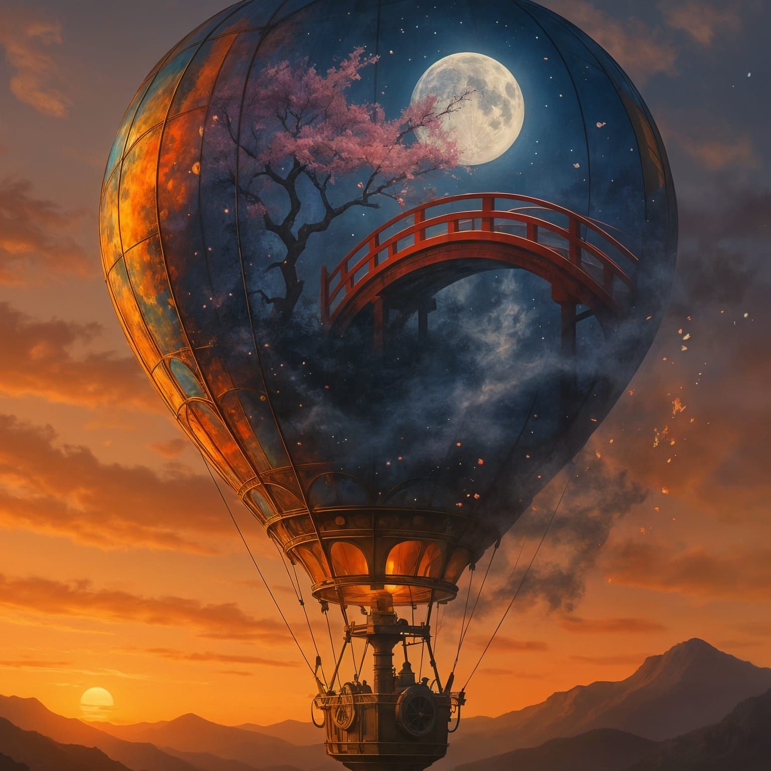 Hot air balloon traveling to other realms