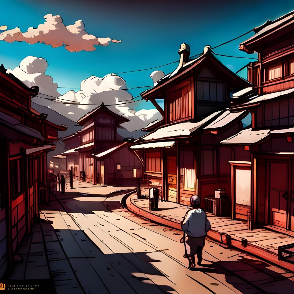 Japanese town Hyper-detailed masterpiece by Greg rutkowski  ...