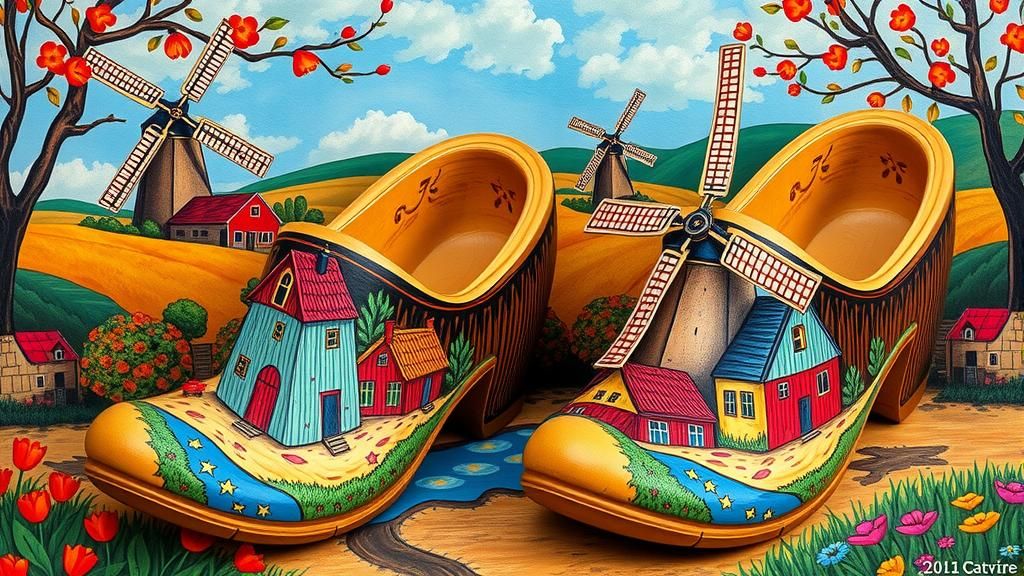 Clogs painted with Windmills