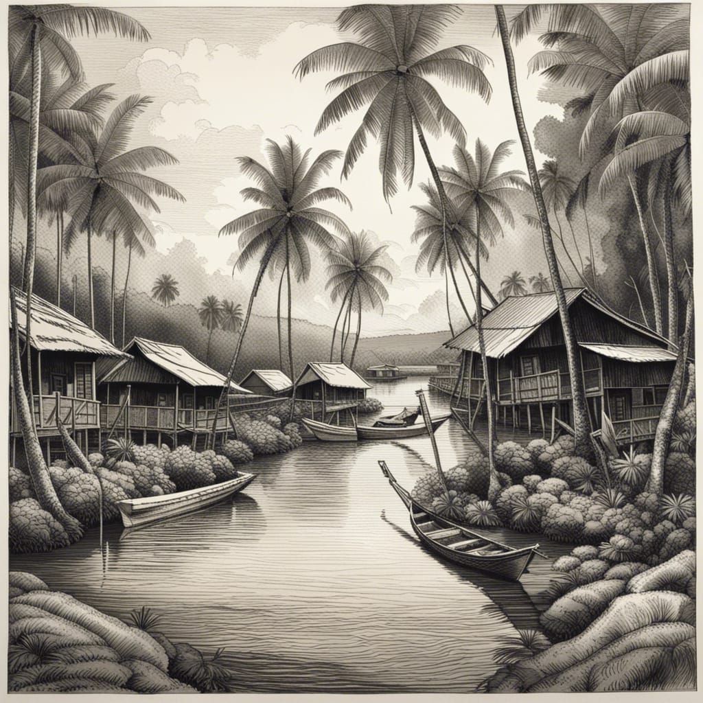 Asian fishing village - AI Generated Artwork - NightCafe Creator