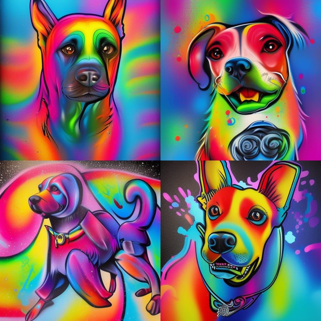 Rainbow dogs - AI Generated Artwork - NightCafe Creator