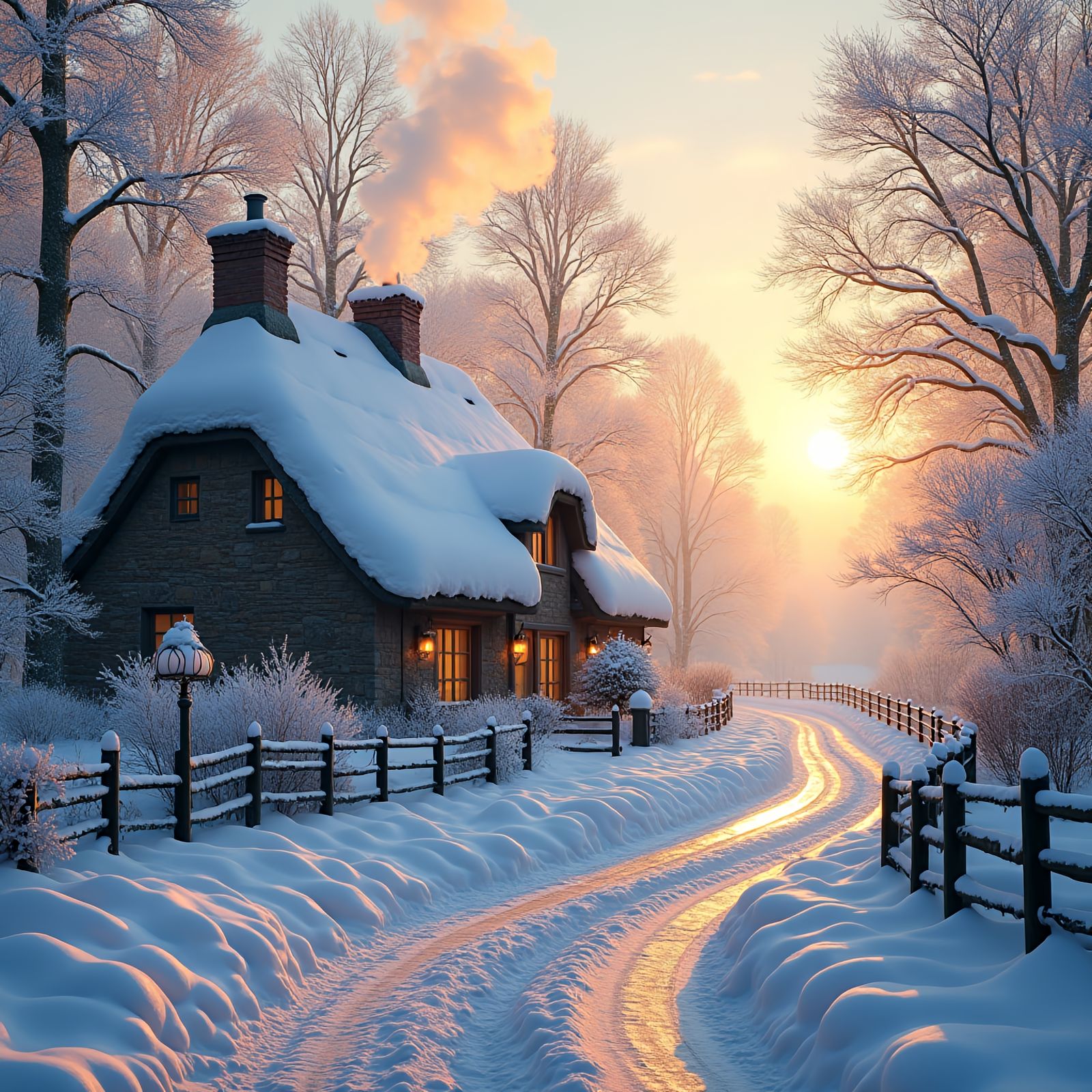 Thatched Cottage in Winter