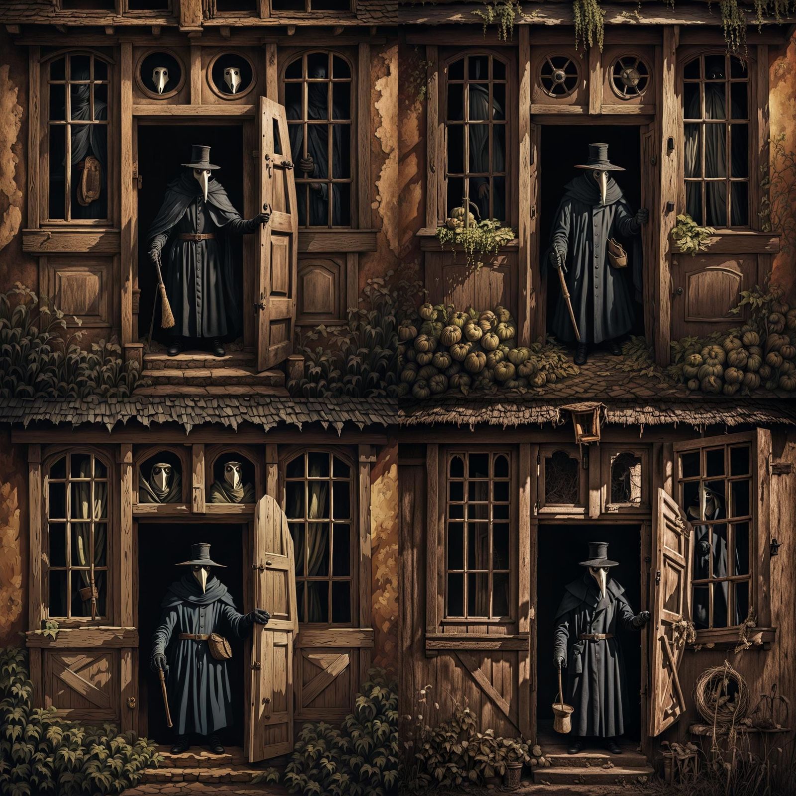 tired plague doctor leaves house