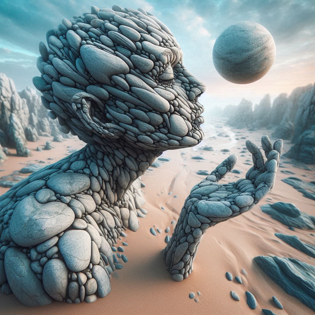 woman made of rocks.