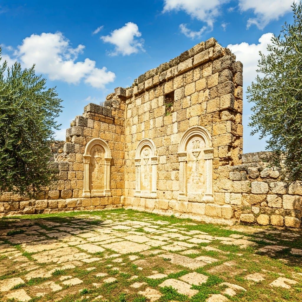 Ancient Synagogue Ruins in Galilee as Old Masters Painting