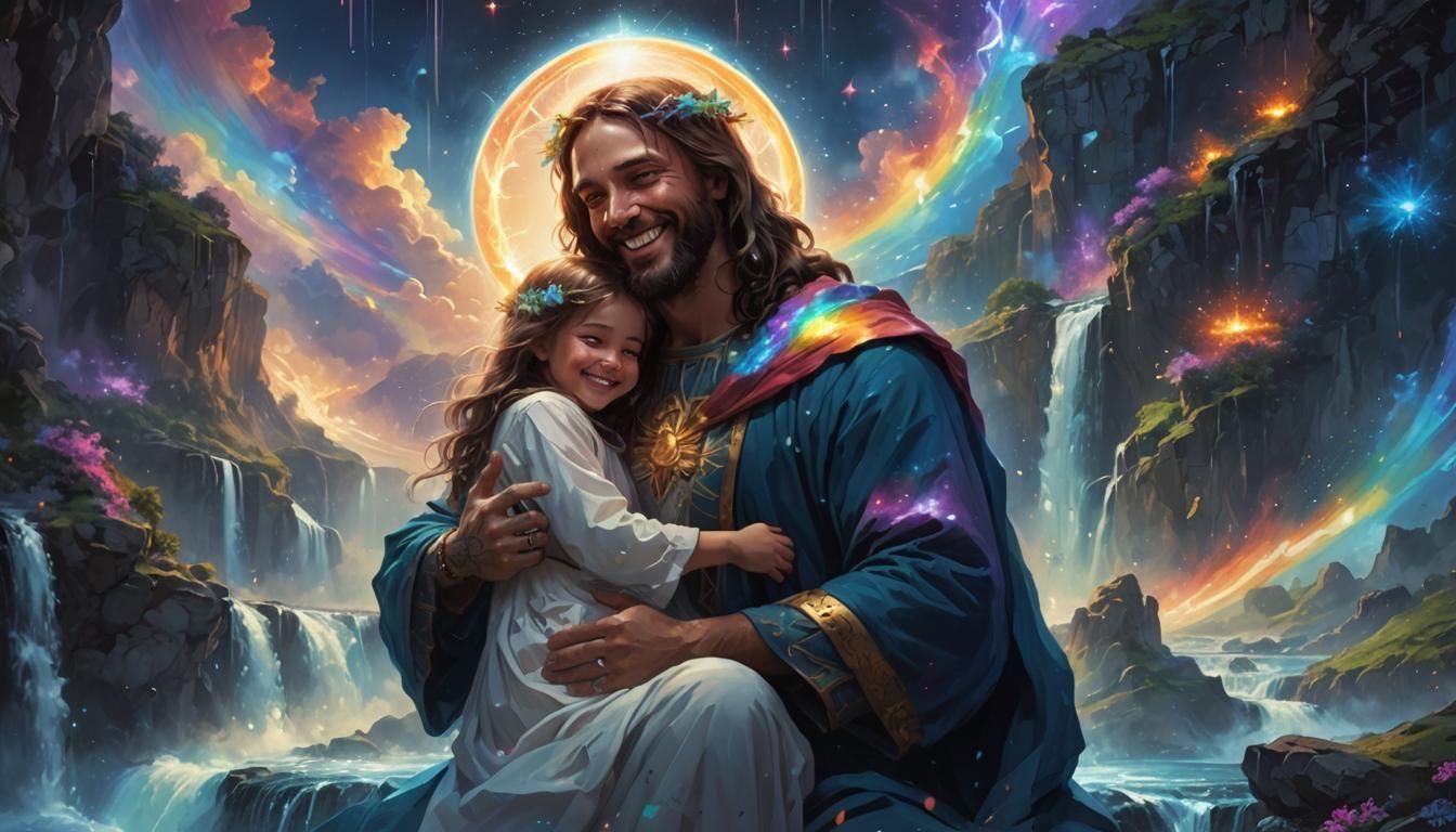 Jesus comforts little girl - 02