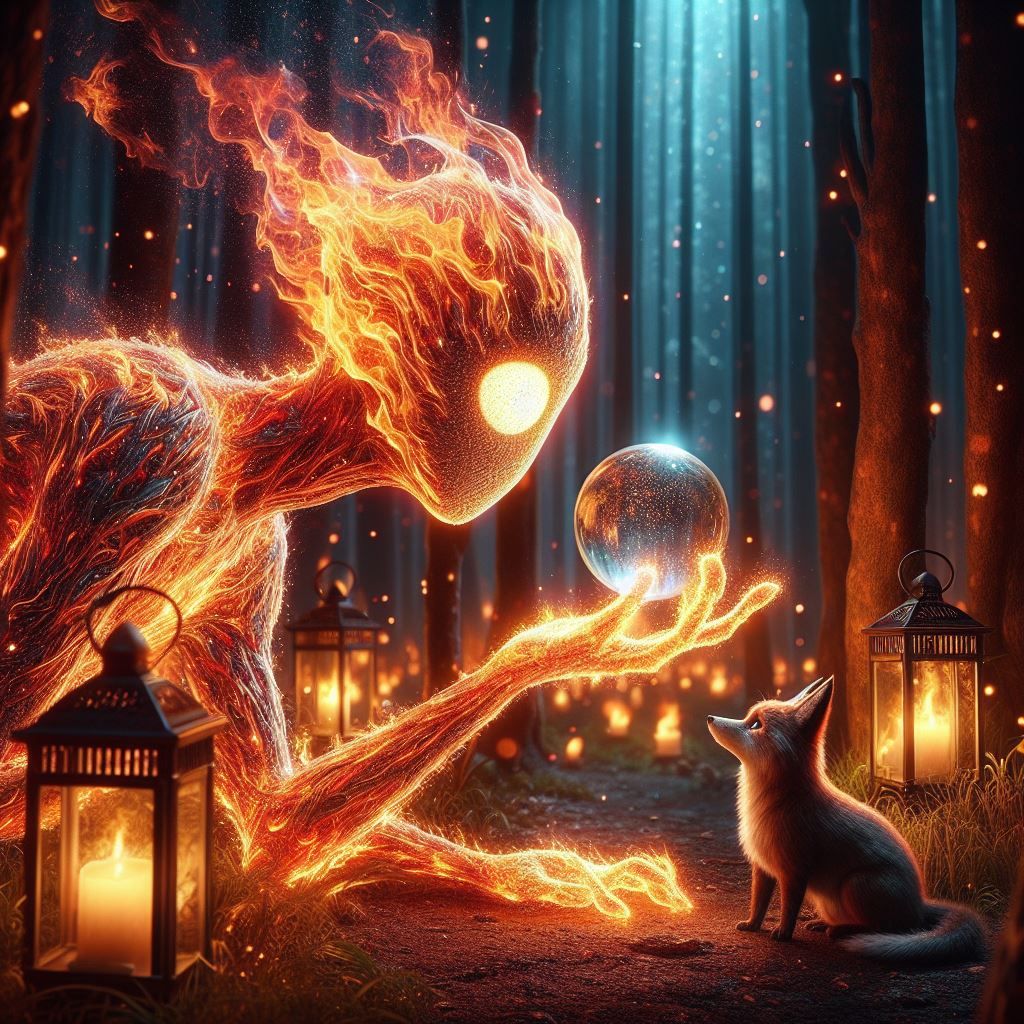 Man of Fire in enchanted forest