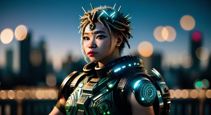 Biopunk Cityscape, Goddess , 

she ,

Professional photograp...