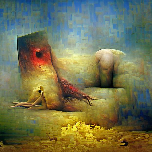 Naked woman on a couch 8k resolution beautiful zdzisław beks...