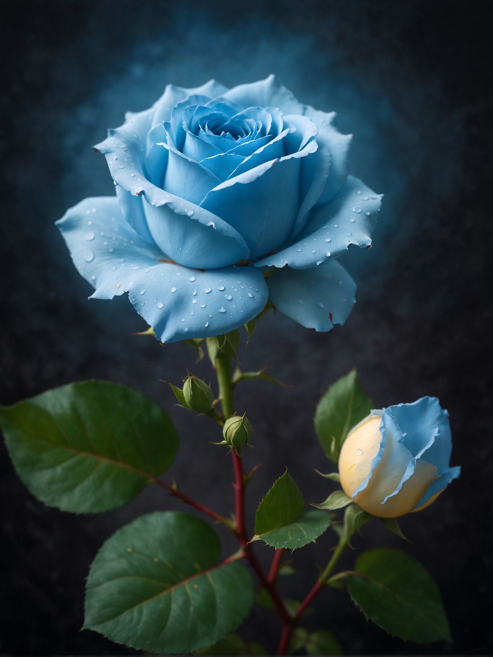 Gorgeous baby  blue denim vibrant rose, backlight, fraying edges, spots, old oil painting