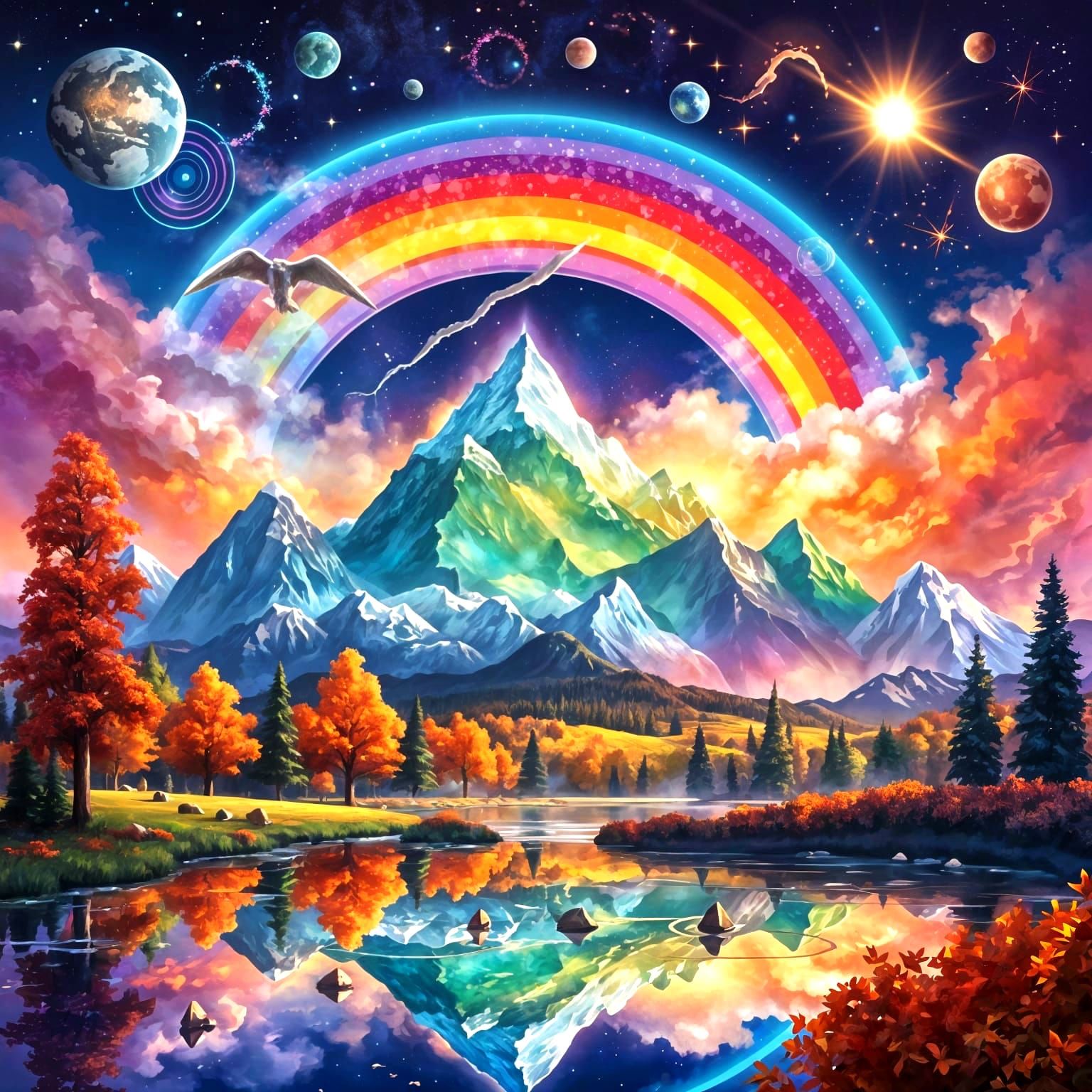 Vibrant Island Paradise with Lush Landscapes and Turbulent S...