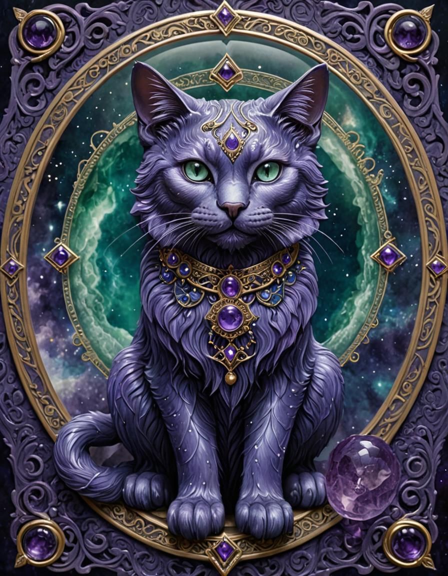 Ethereal Celestial Cat in Dark Fantasy Style