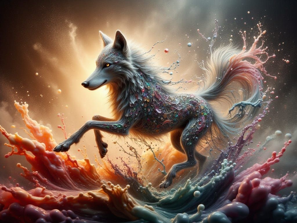 <lora:FiosLiquidBaroque:1.0> Majestic Wolf