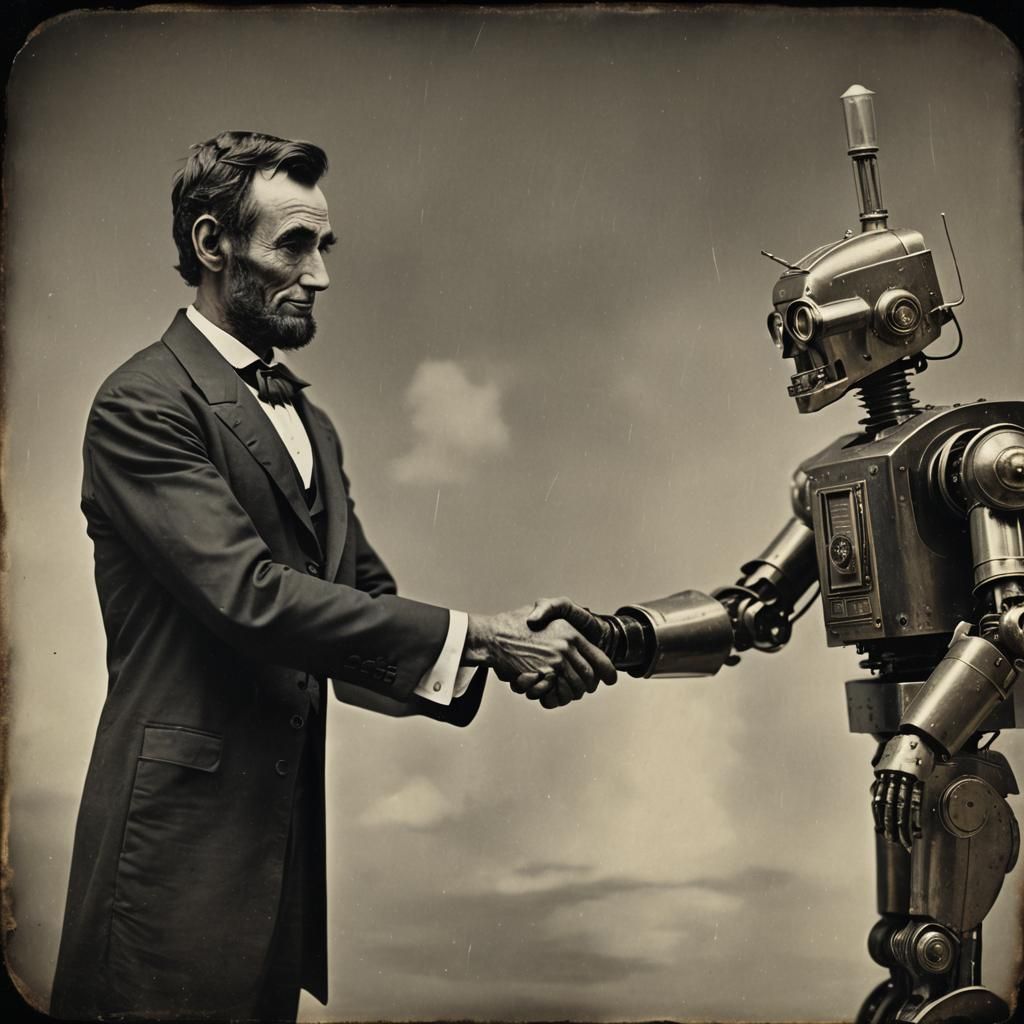 President Lincoln Meets his New Robot Bodyguard - AI Generated Artwork ...