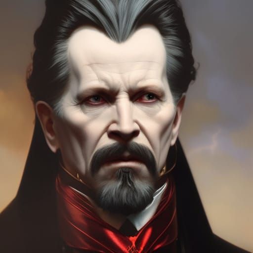 bram stoker's dracula, gary oldman, fangs, head and shoulders portrait, 8k resolution concept art portrait ...  by @ukimalefu