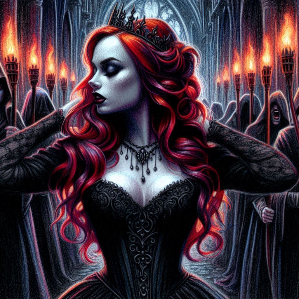 The Vampire and the Flame-Wielding Followers