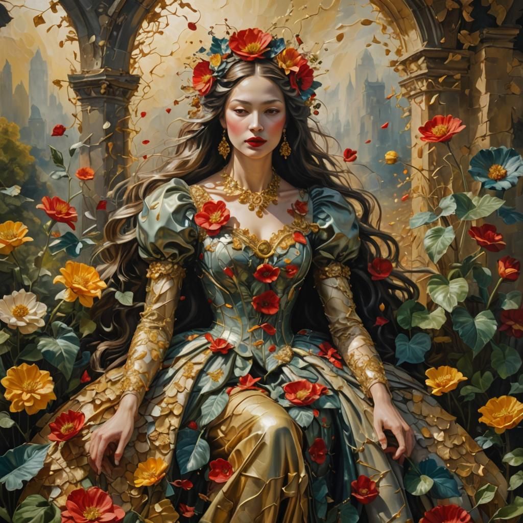Michel Cheval womanflower red lips
