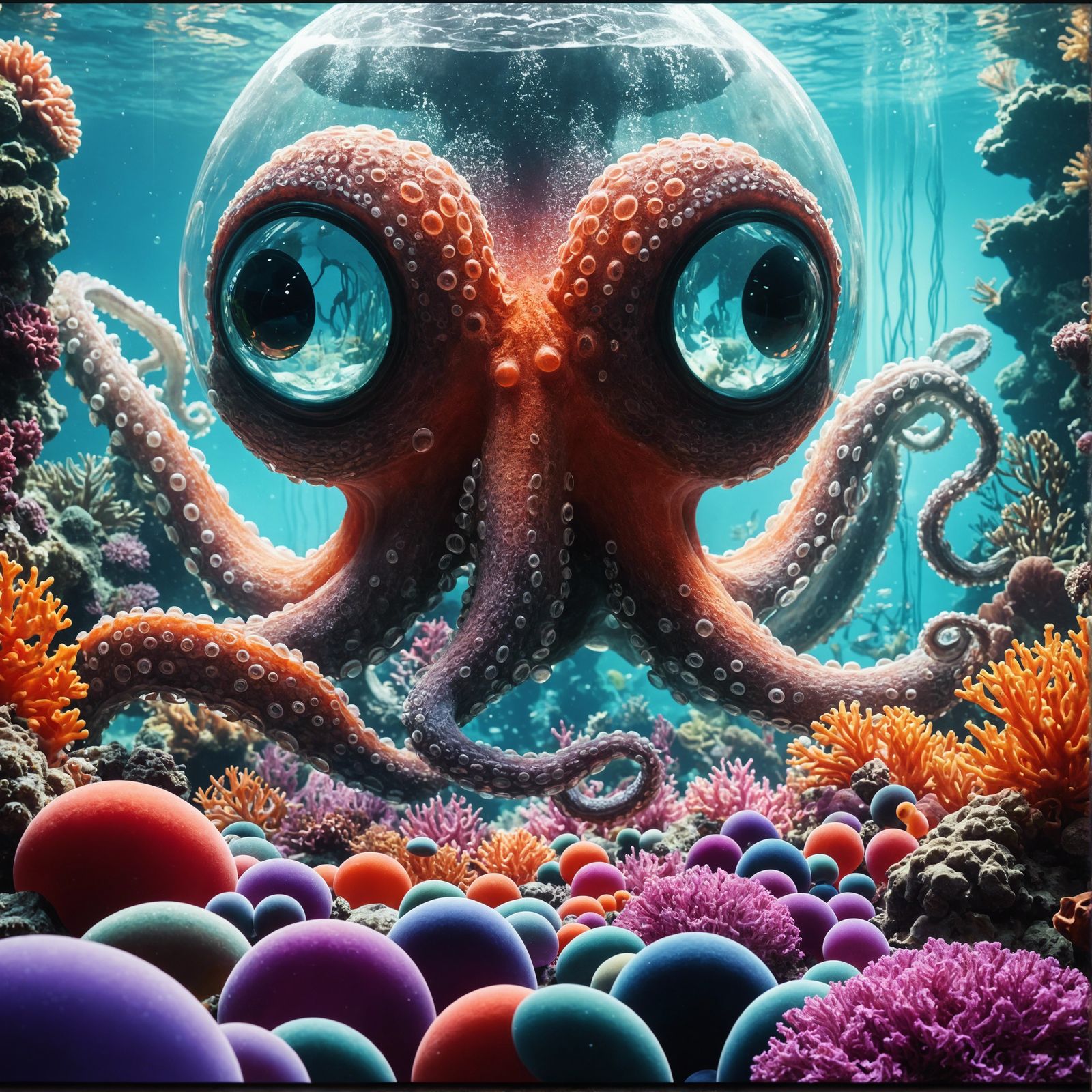 Ocean Floor Googly Eyed Octopus AI Generated Artwork NightCafe Creator