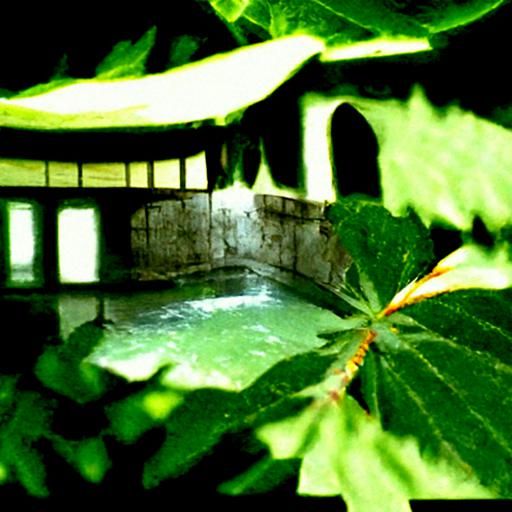 uptopian bathhouse with foliage