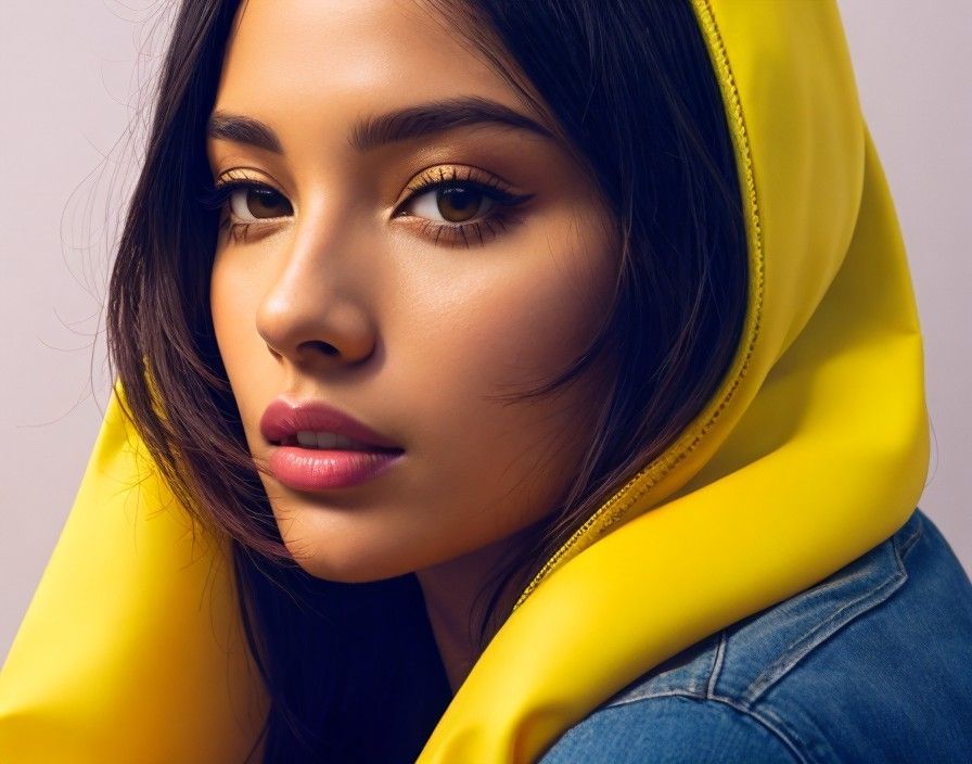Woman wearing yellow hood