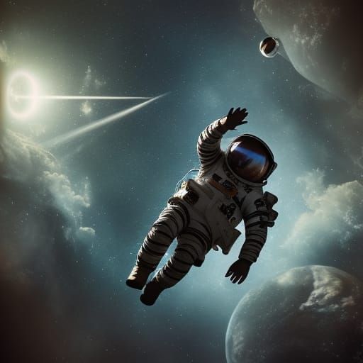 Astronaut floating in space