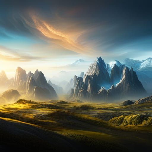 HD. Realistic. Dynamic. Mountains in the distance. - AI Generated ...