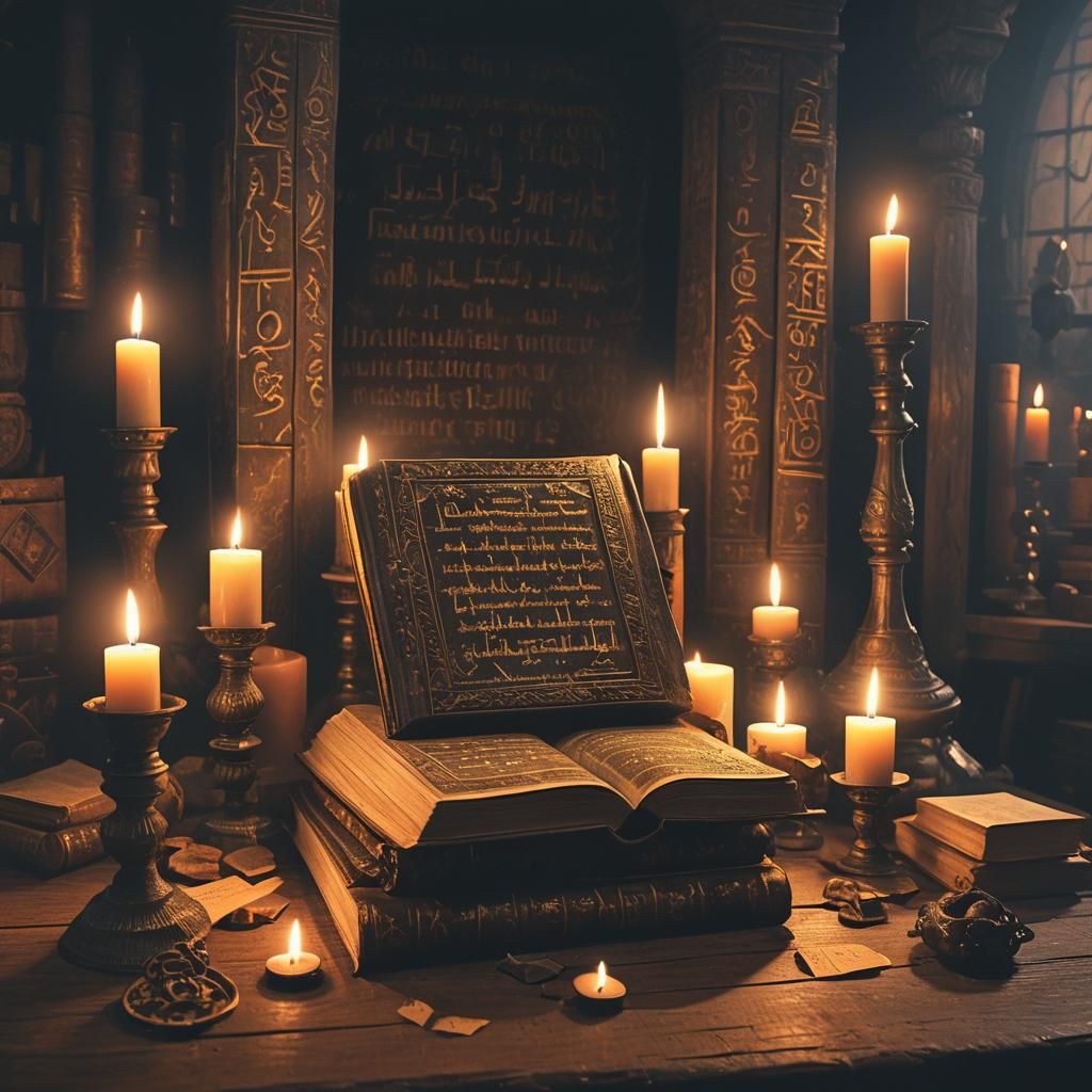 Mystical Script in Ancient Book, Matte Painting