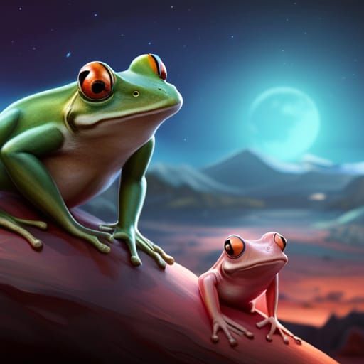 Frogs Nightclubbing in Detailed Matte Painting