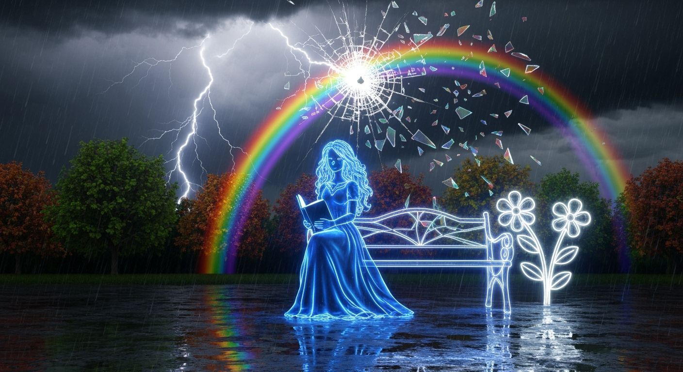 glass fantasy, glass carving, spectacular, blue glowing girl in a long dress, wavy hairs and oufits with ...  by @Kiwi99