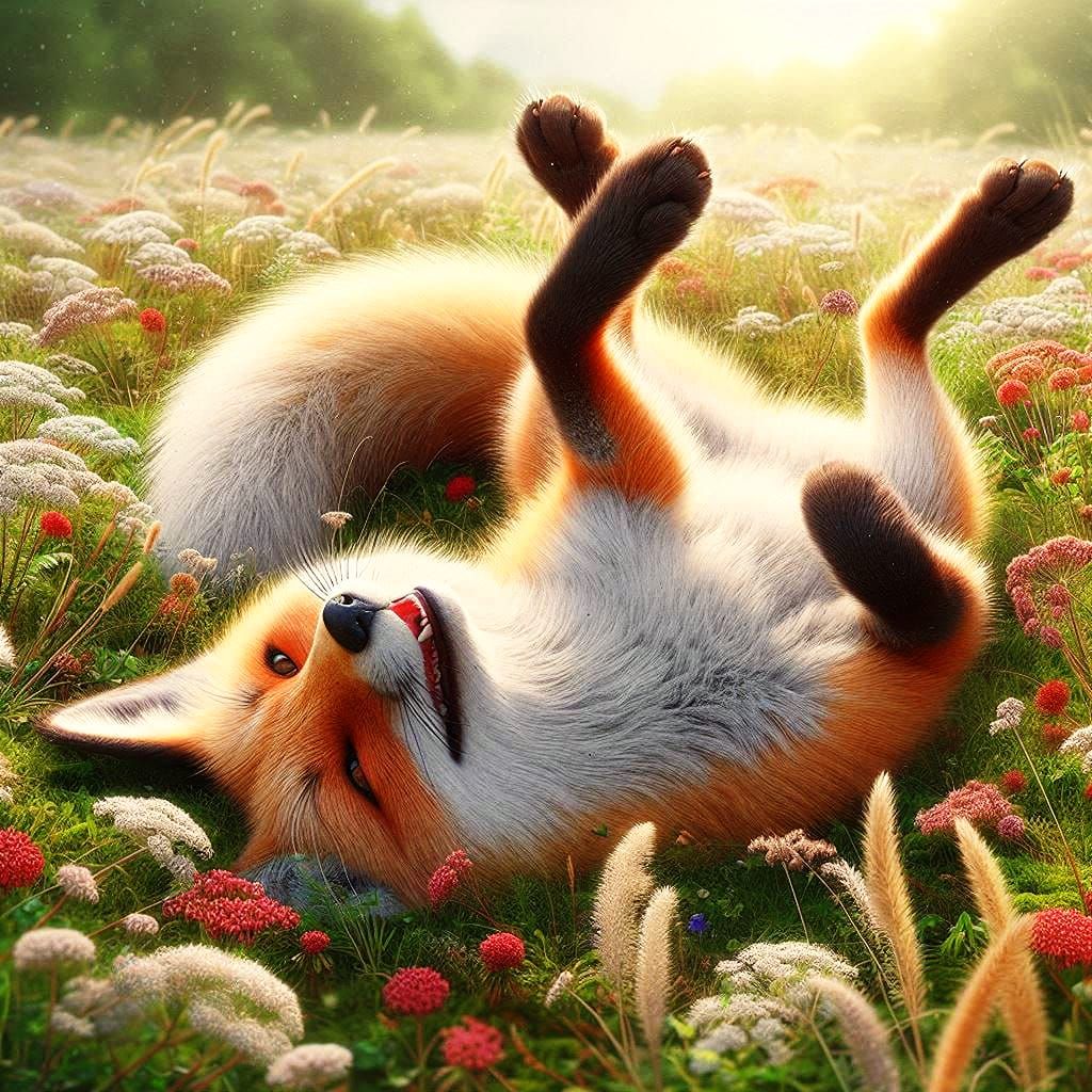 happy fox in the meadow