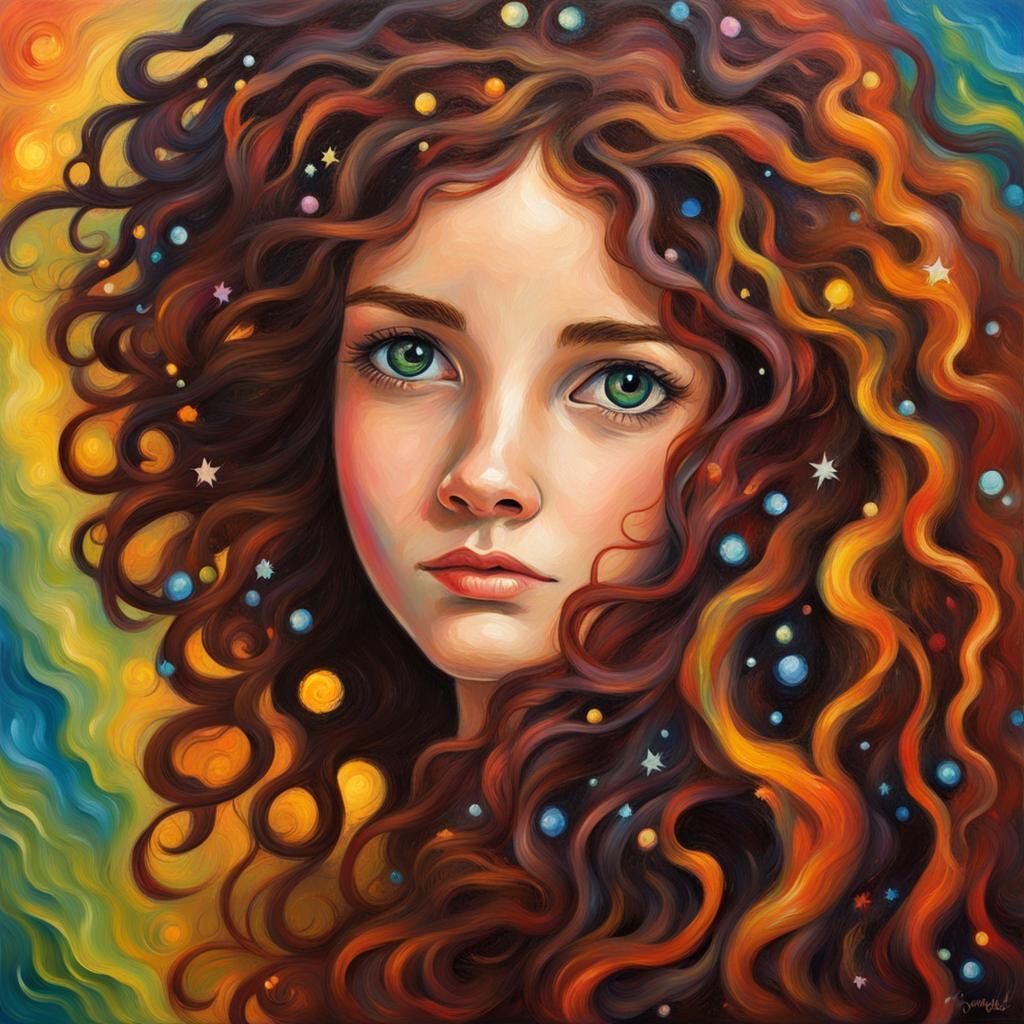 Young Female Youth Girl Fairy Close Up Portraiture, Fine Detailed Paint ...