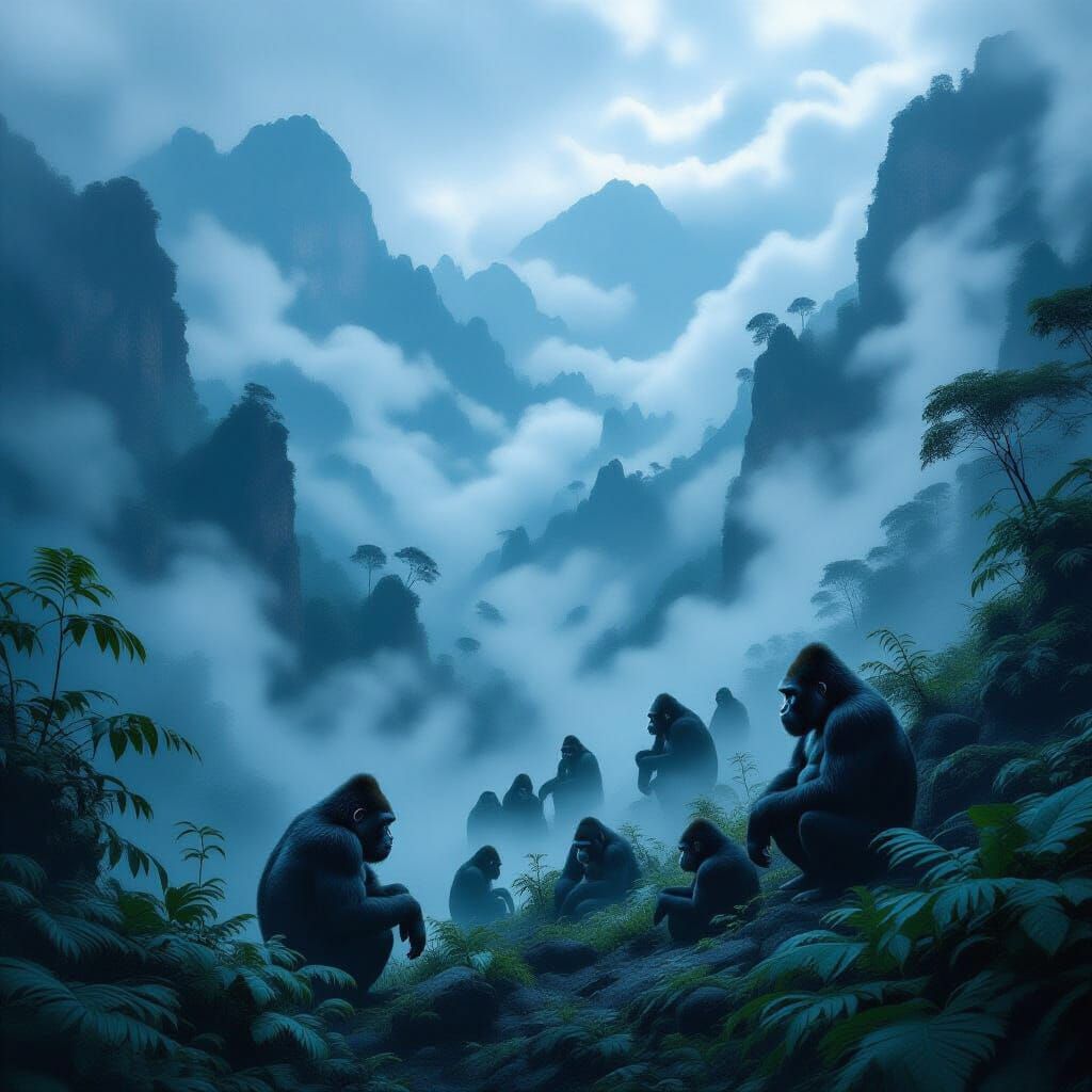 Gorillas in the mist (1 'like')  by @AdamG