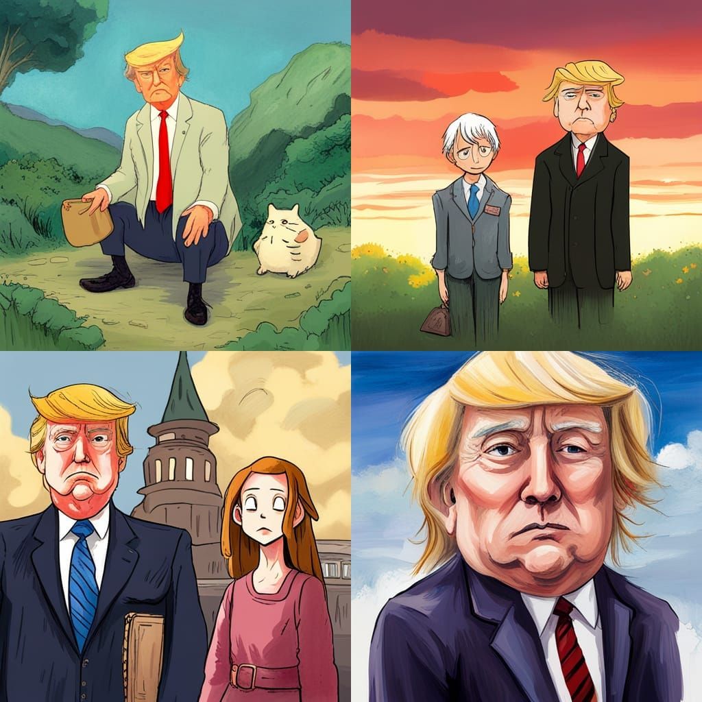 Donald Trump in the style of Studio Ghibli AI Generated Artwork