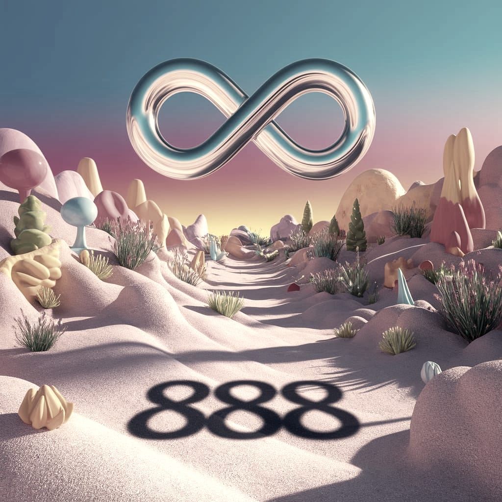 Surreal Abstract Landscape with Infinite Symbol and Whimsica...