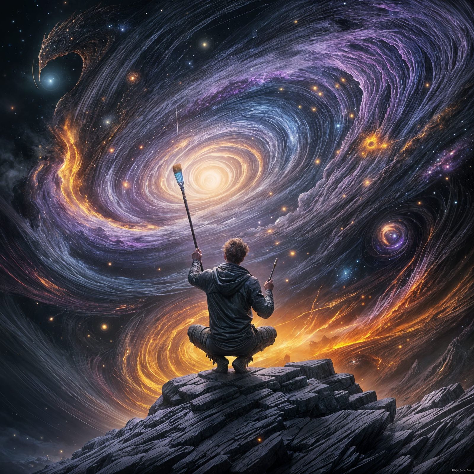 I paint the universe with a brush
  by @Lilit