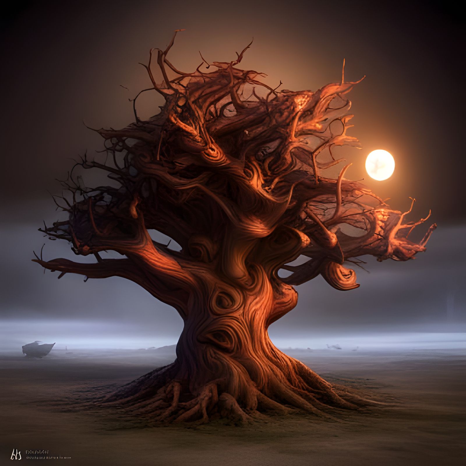 Haunted Tree with ghosts flying around