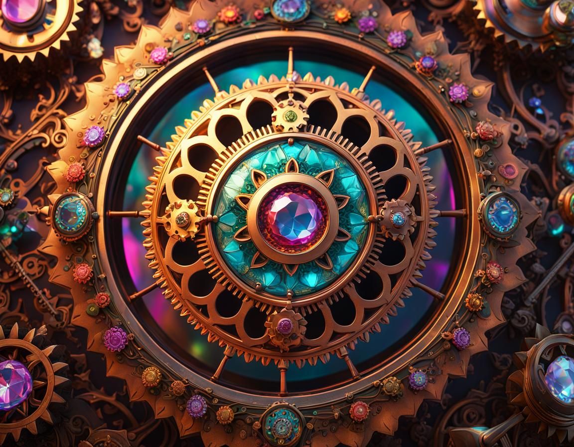 colorful psychedelic flowered mandala in the kaleidoscope Un...