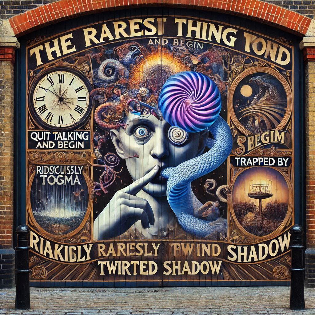 the rarest thing in the world. speak  mind ridiculously Twisted shadow. quit talking and begin doing trapped by dogma