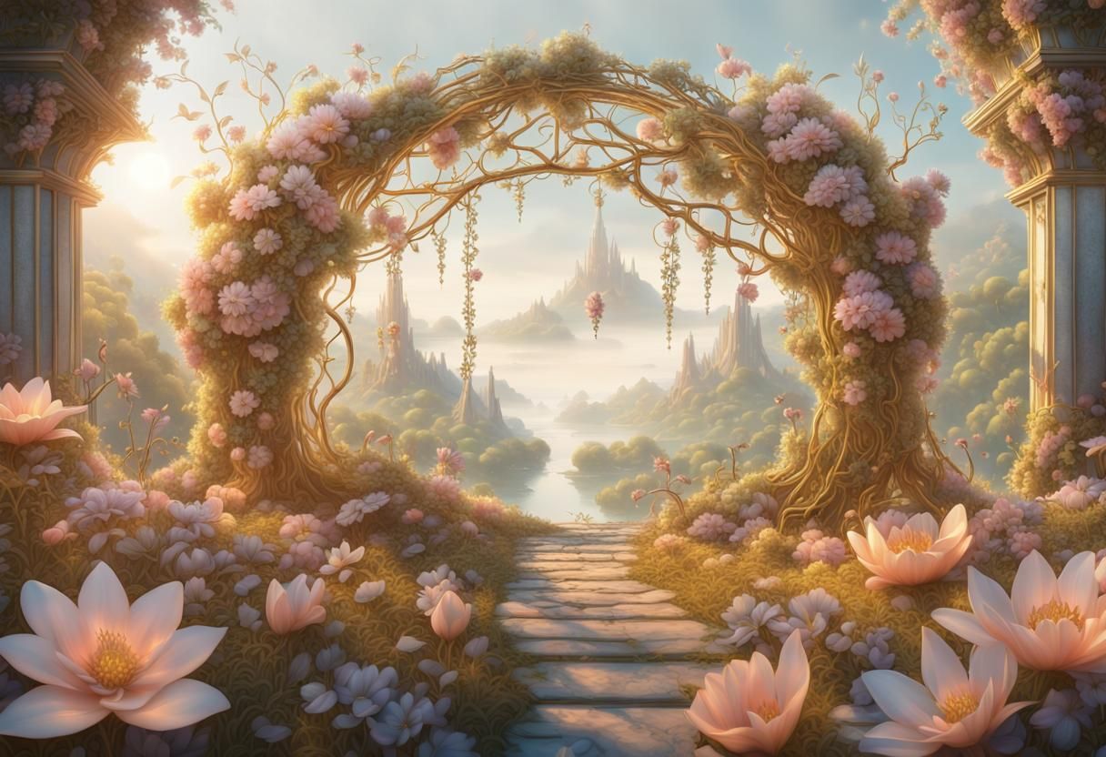 2050 utopia, peace and harmony, nature, flowers, beautiful g...