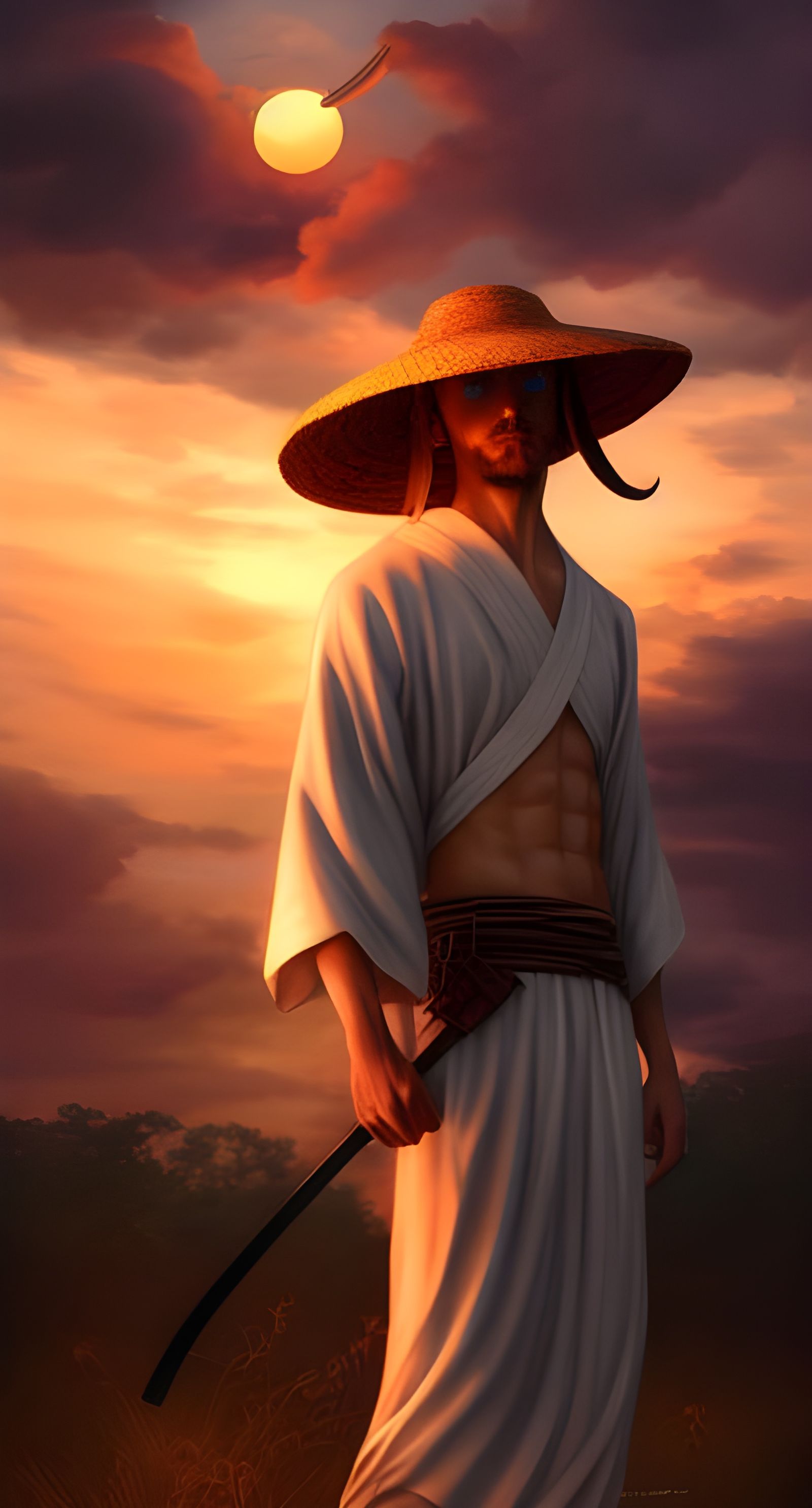 Straw hat Samurai AI Generated Artwork NightCafe Creator