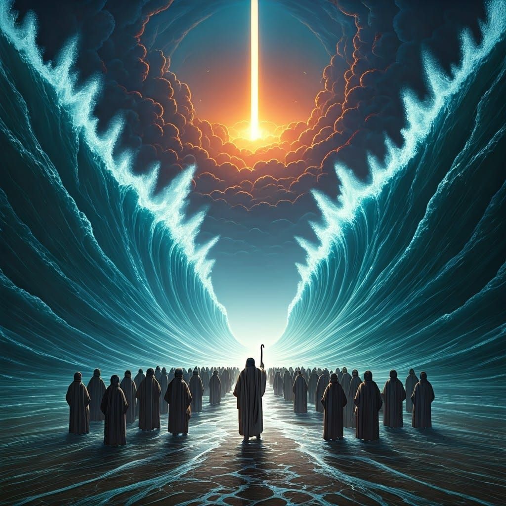 Miraculous Parting of the Red Sea in Ancient Israelite Style