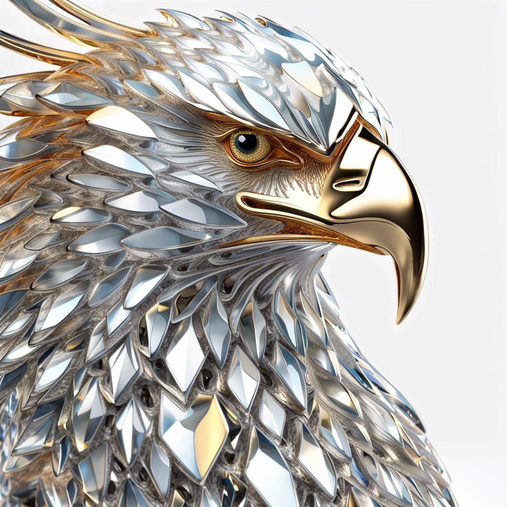 Egale Swarovski Figurine, beautiful eagle ,crystal render, 8k